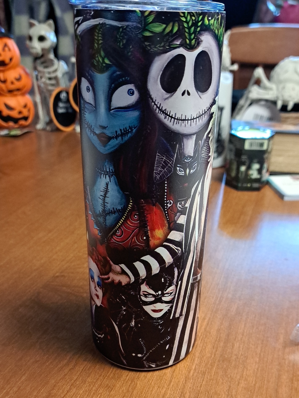 Halloween Nightmare Characters Art Stainless Tumbler - Black & Multicolor